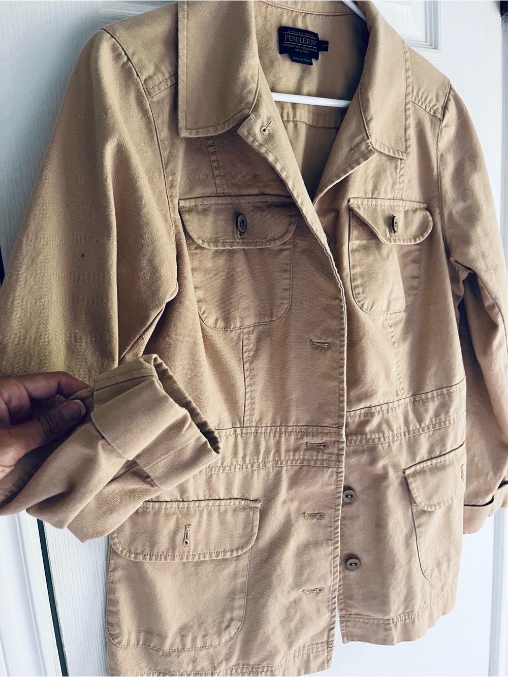 Pendleton Utility Jacket Women Tan Safari Jacket Button Front size medium - Picture 14 of 15